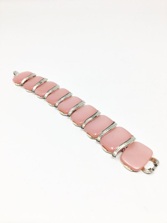 Vintage Coro Pink Lucite Moonglow Thermoset Bracel