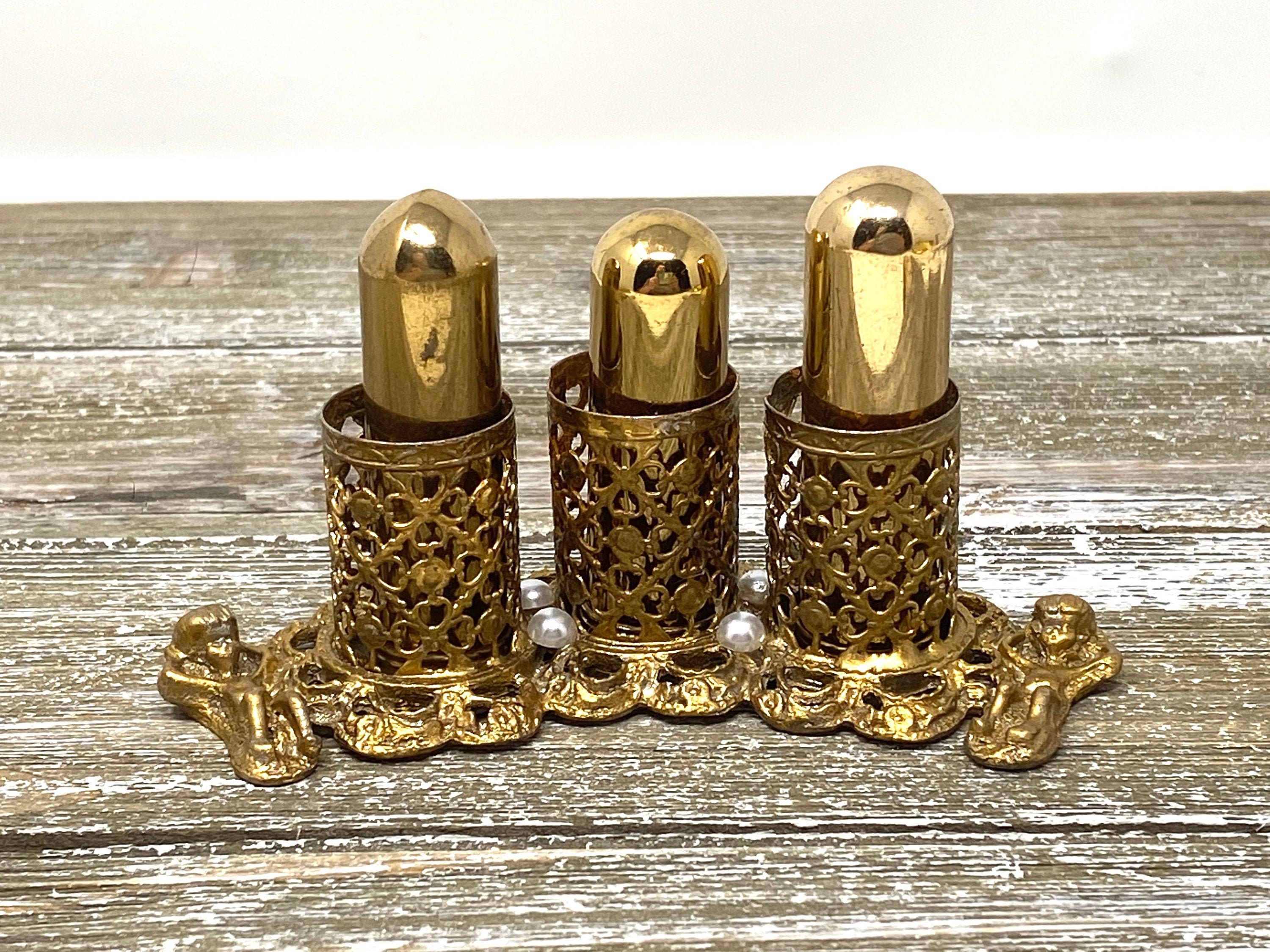 Vintage Filigree Two Cherubs Faux Pearls Lipstick Holder Etsy New Zealand