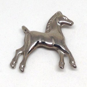 Vintage Simple Cowboy or Cowgirl Detailed Horse Silver Tone Brooch