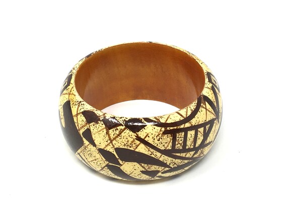 Vintage Ethnic Lacquered Wooden Gorgeous  Bangle … - image 2