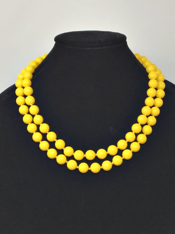 West Germany Yellow Beaded Necklace Earring Set