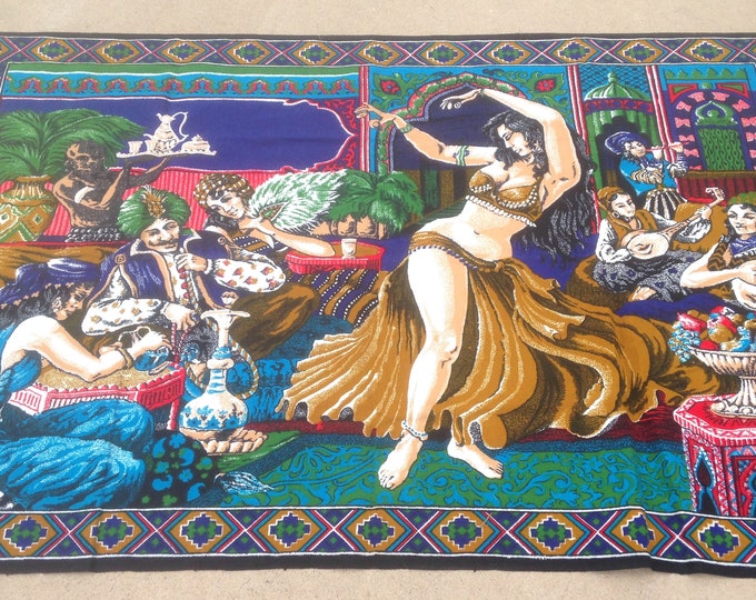 Vintage Belly Dancer Faux Tapestry, Gold Costume, Belly Dance, Belly
