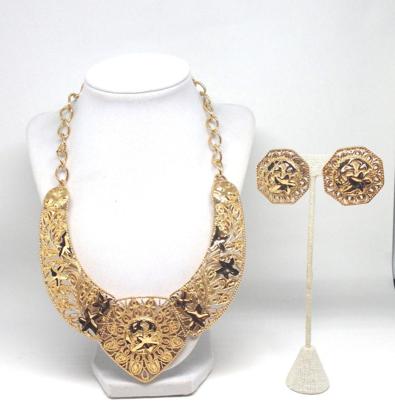 Vintage Estate Jose Barrera Avon Necklace and Clip Earrings Set image 1