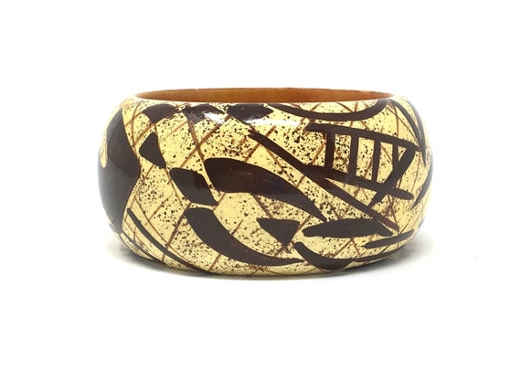 Vintage Ethnic Lacquered Wooden Gorgeous  Bangle … - image 1