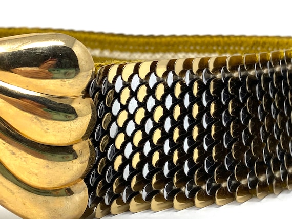 Vintage Stunning Estate Gold Tone Stretch Belt - image 4