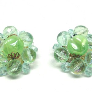 Vintage West Germany Signed Beaded Flower Gold Tone Vintage Clip Earring