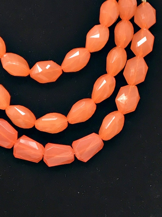 Vintage Costume Salmon Orange Gold Tone Necklace - image 2