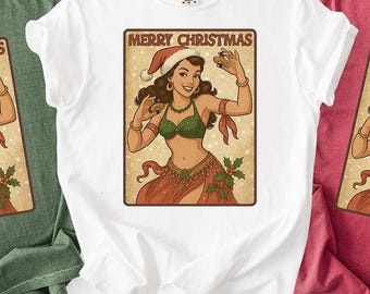 Camisa vintage de danza del vientre navideña