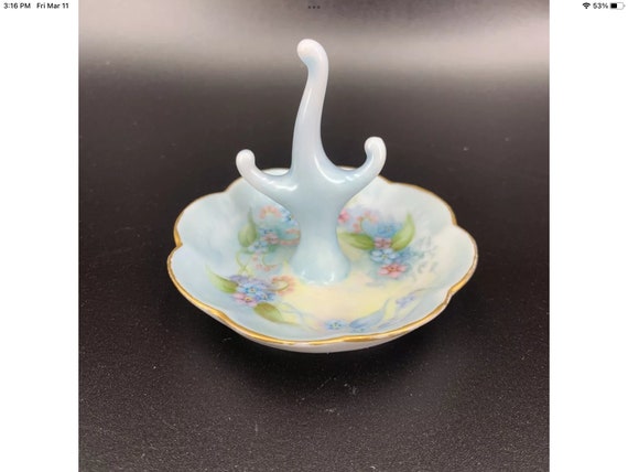 Vintage Ring Tree Dish Hand Painted Porcelain Jewelry Stand Holder Trinket Earring Etsy