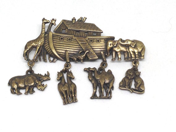 Splendid Signed JJ Jonette Jewelry Pewter Noah's Ark Elephant