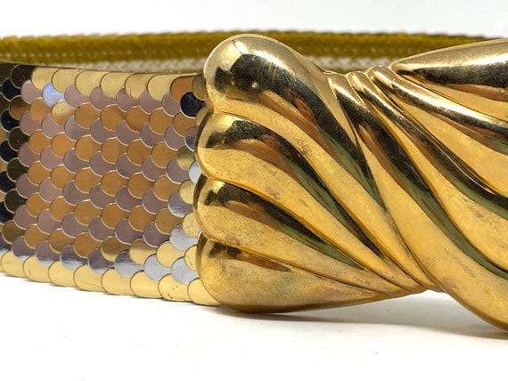 Vintage Stunning Estate Gold Tone Stretch Belt - image 2