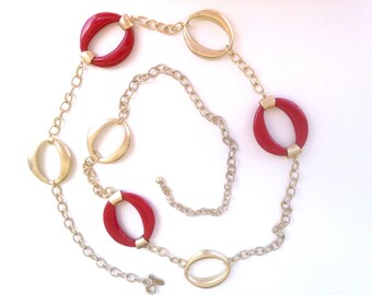 Chico’s *Gorgeous Tunic Red And Gold Estate  Chain Belt