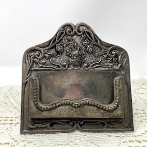 American Art Nouveau / Victoria Period Silver Plated Business Card Stand c. 1915