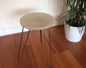 Mid century hairpin stool vintage retro hairpin paws furry brass