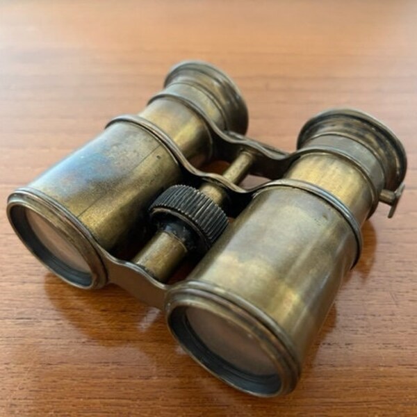 Antique theater binoculars / metal brass / 1900s / tri-optic field/marine/theatre