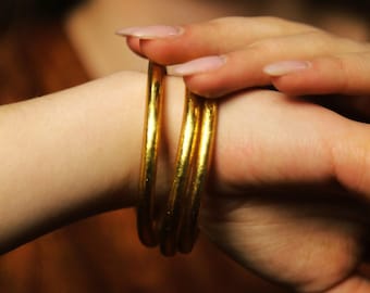 Lot de 3 Joncs Bouddhistes Thaï l'Authentique Kumlai Classic Gold