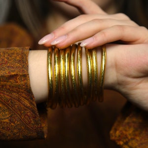 Jonc Bouddhiste Thaï l'Authentique Kumlai Classic Gold Lot de 9 bracelets