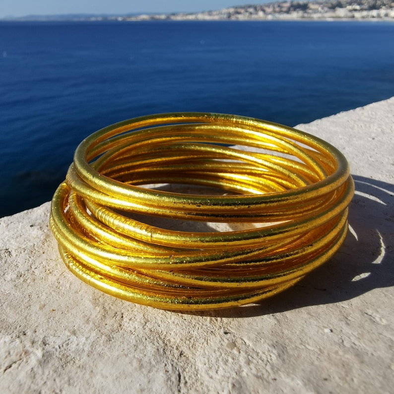 Jonc bouddhiste Kumlai Gold Classic Authentique Fin Set de 7