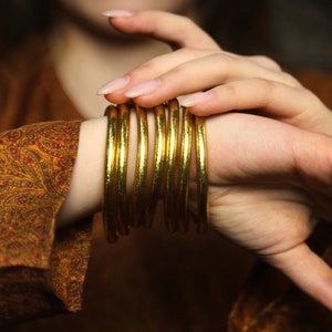 Jonc Bouddhiste Thaï l'Authentique Kumlai Classic Gold Lot de 7 bracelets