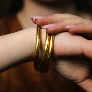 Jonc Bouddhiste Thaï l'Authentique Kumlai Classic Gold Lot de 3 bracelets