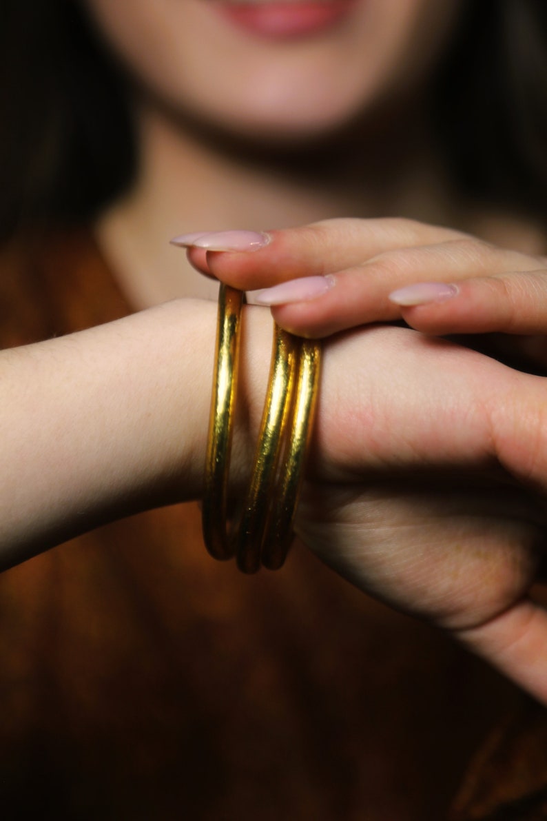 Jonc Bouddhiste Thaï l'Authentique Kumlai Classic Gold Lot de 3 bracelets