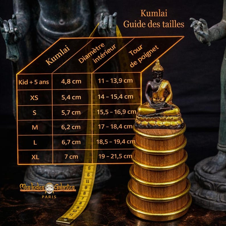 Jonc bouddhiste Kumlai Gold Classic Authentique image 17