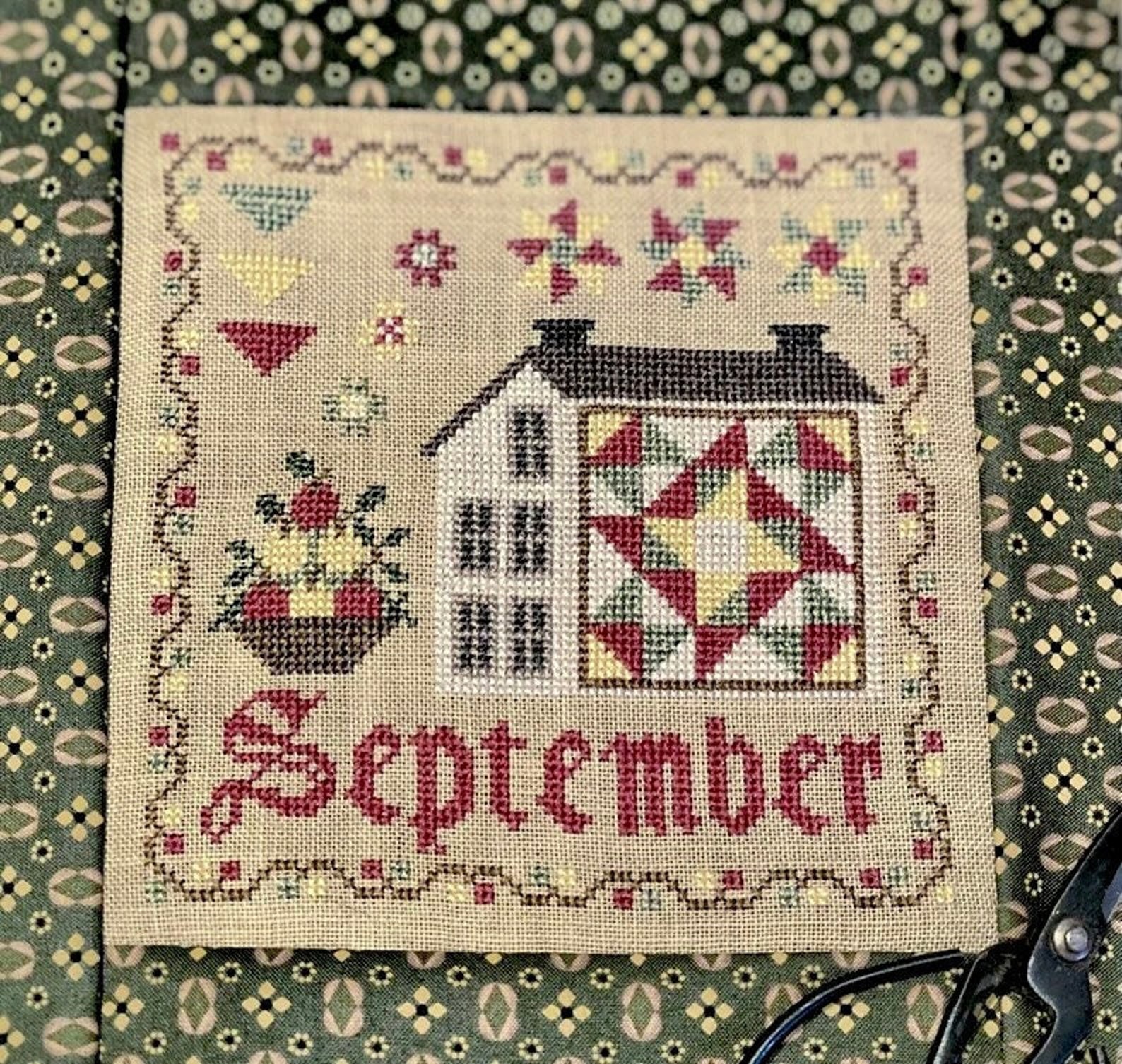 September Patchwork September Patchwork Saltbox Series Cross Stitch Chart Digital Pattern ...