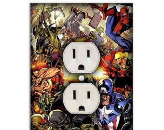 Captain America Light Switch Cover Plate Duplex Outlet Marvel Comics Hero New 