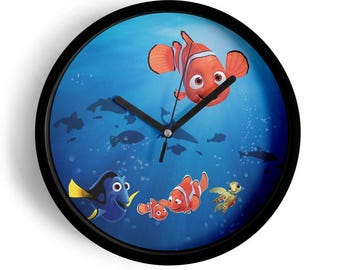 Nemo Wall Clock | Ocean Fish Decor for Kids Room Bedroom or Nursery Coastal Sea Life Art Home Accent Decor Style