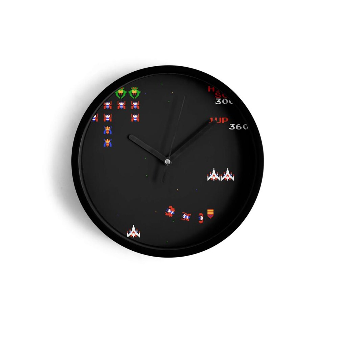 Galaga Wall Clock | Retro Arcade Game Decor for Game Room, Bedroom or ...