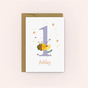 Personalised 1st Birthday Card for for Daugther, Happy 1st Birthday Card for Niece, Cute First Birthday Card for Granddaughter, One Today