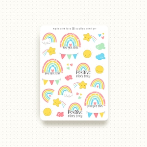 Affirmation Sticker Sheet, Daily Motivational Sticker, Self Love Stickers, Rainbow Sticker, Inspirational Stickers, Planner Journal Stickers