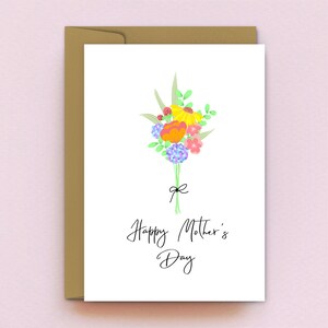 Mother's Day Card | Happy Mother's Day Flower Bouquet | Pretty Card for Mom | Flower Card for Mother | Add Personalised Message