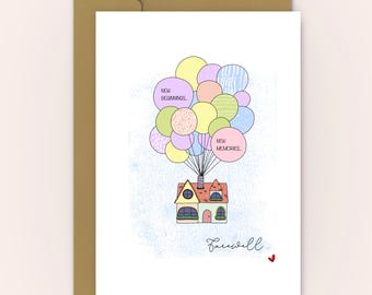 Balloon House Farewell Card | New Job, Retirement, Goodbye