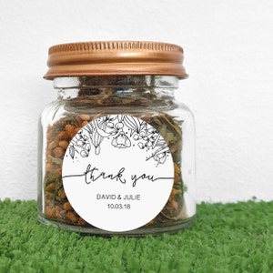Personalised Gift Stickers | Floral Round Wedding Thank You Favour Labels | Garden Birthday Party, Bridal or Baby Shower Sticker