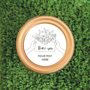 Personalised Thank You Gift Stickers | Round Wedding Favour Labels | Garden Birthday Party, Bridal or Baby Shower Sticker | thank you flower