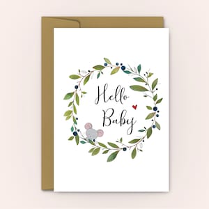New Baby Card | Hello Baby Shower Card | Cute Newborn Welcome Card | New Parents Card | Gender Neutral Baby Card | Add Personalised Message