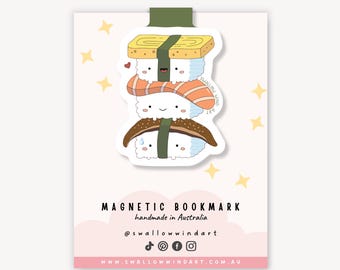 Handmade Kawaii Sushi Magnetic Bookmark, Book Lover Gift