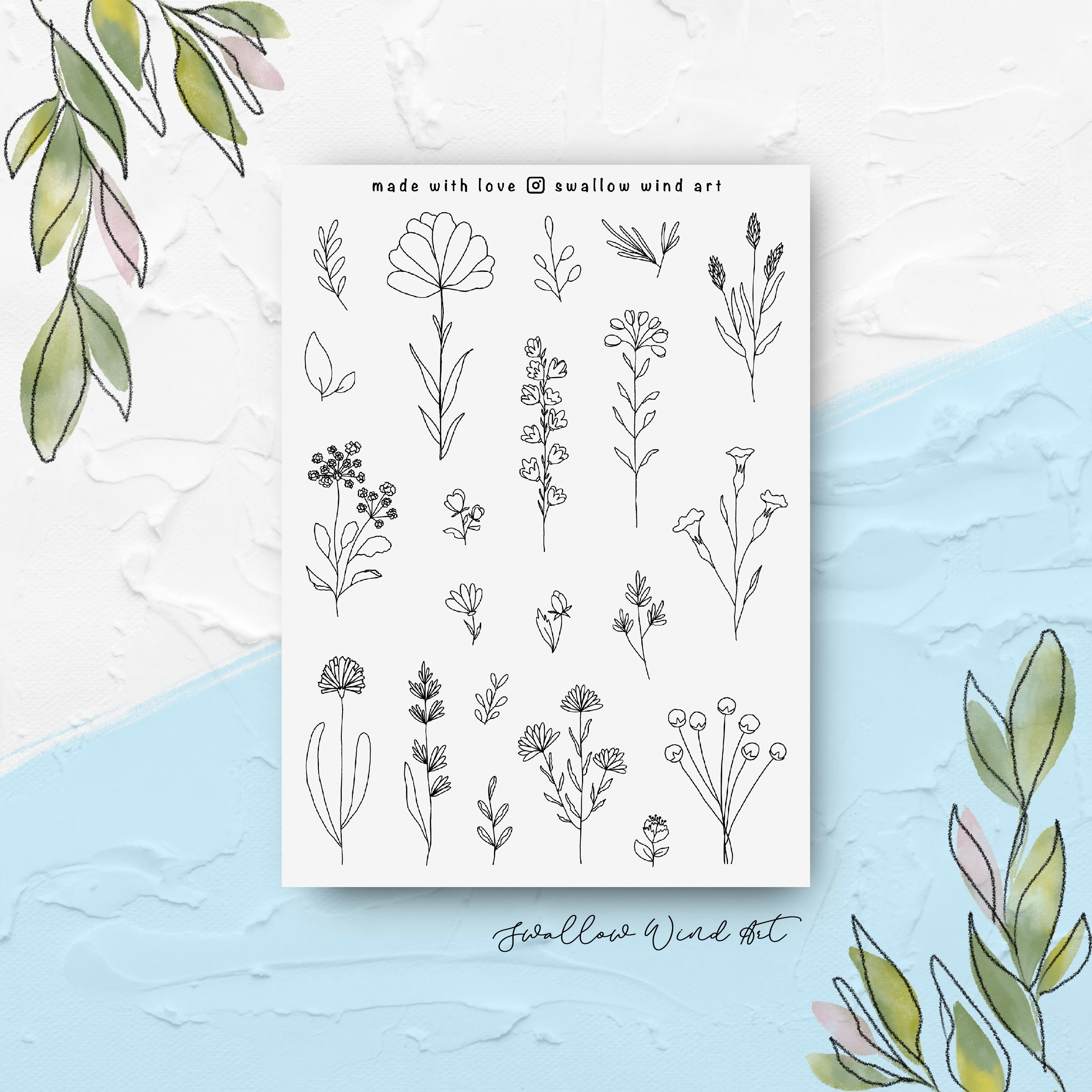 Winter Bullet Journal Sticker Sheet – Swallow Wind Art