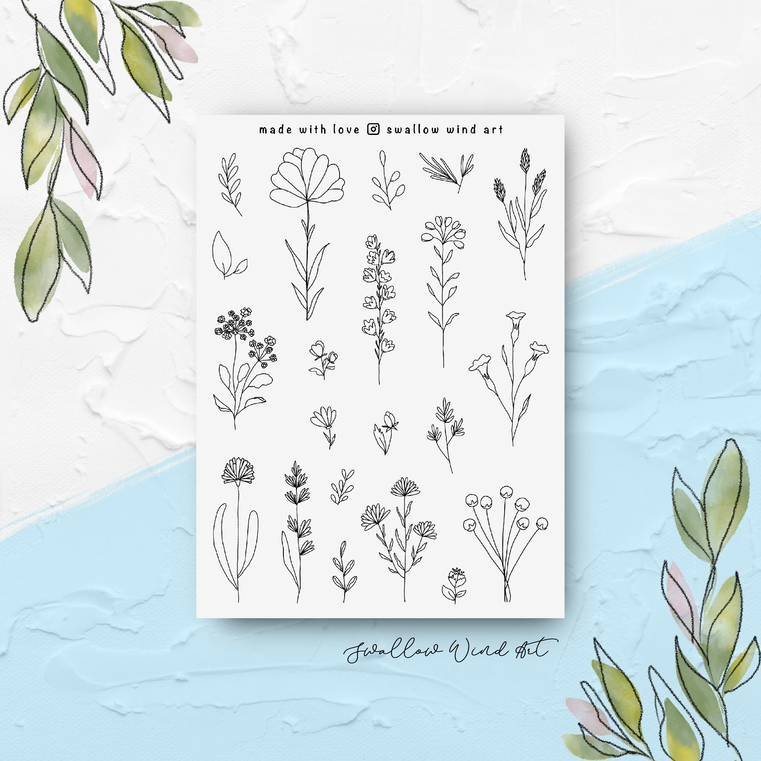Floral Sticker Sheet - Aesthetic Planner Stickers, Cute Journal ...