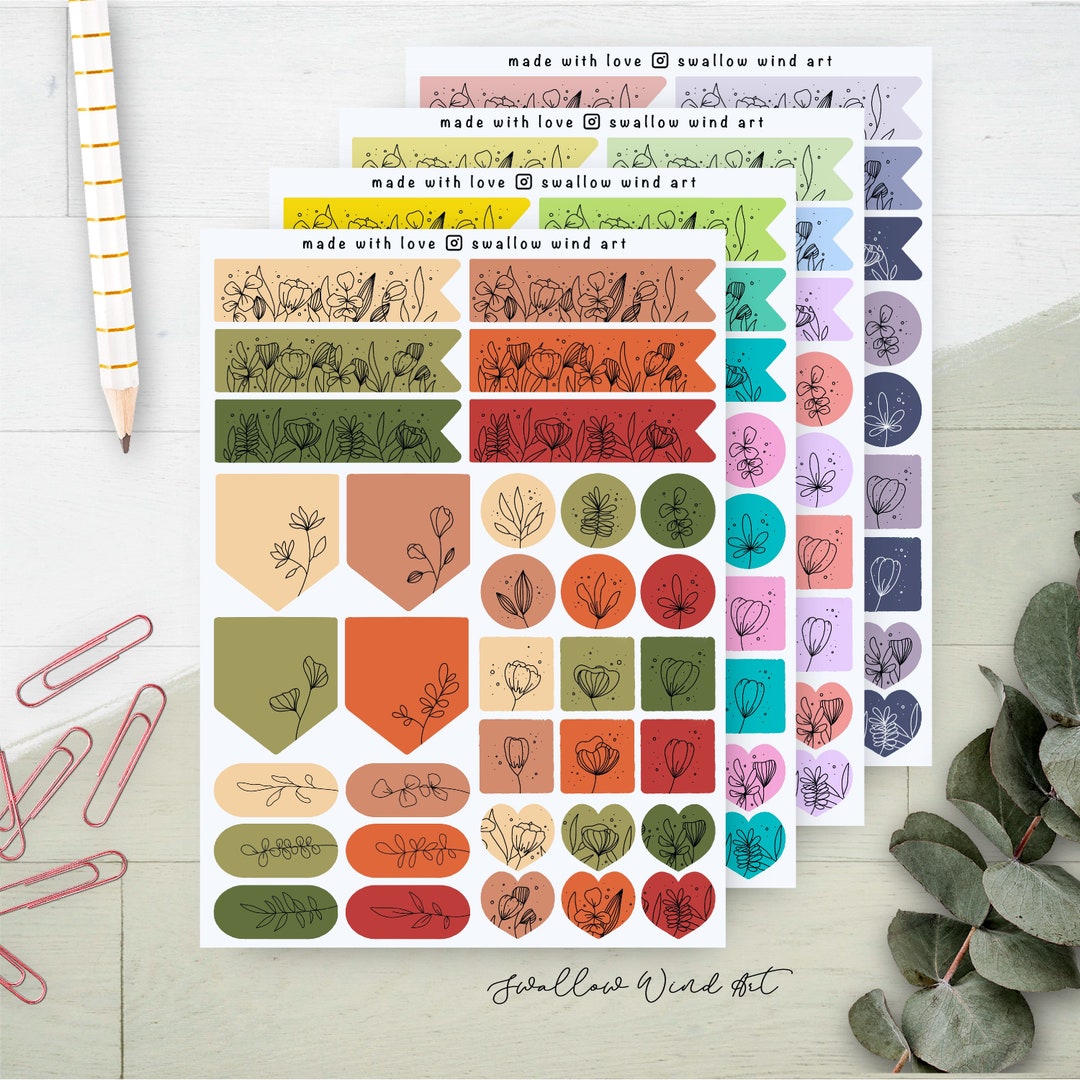 Floral Planner Stickers, Cute Sticker Sheet, Aesthetic Journal Stickers ...