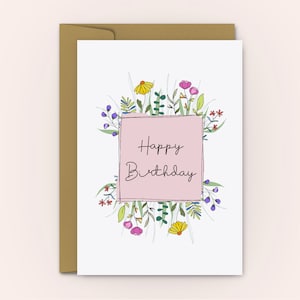 Personalised Birthday Card | Floral Happy Birthday Card | Birthday Card for Her | With Personalised Message