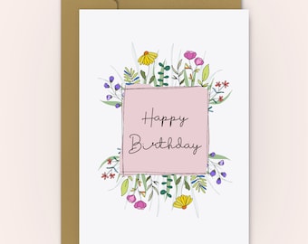 Floral Birthday Card | Personalised Message, Handmade