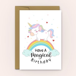 Unicorn Birthday Card | Unicorn Rainbow Birthday Card | Unicorn Card | Personalised Message Unicorn Card | Birthday Card for Girl