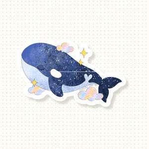Cute Orca Vinyl Sticker, Killer Whale Sticker, Dreamy Orca Whimsical Sticker, Starry Orca Laptop Sticker, Water Bottle Vinyl Sticker