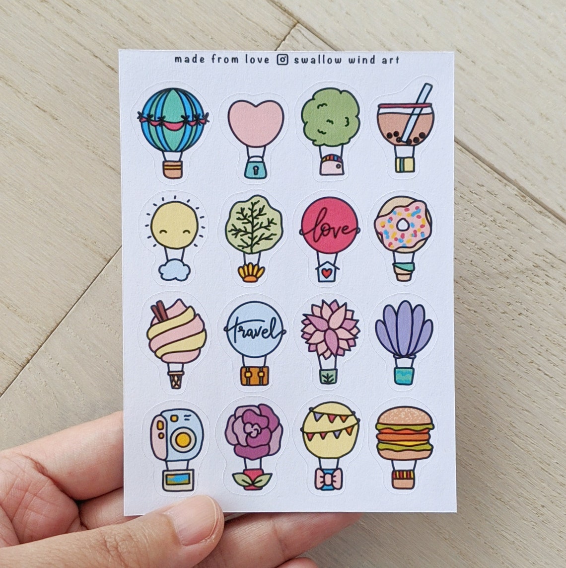 Cute Planner Sticker Sheet for Kids, Hot Air Balloons Sticker Sheet ...
