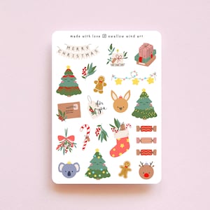 Christmas Sticker Sheet, Cute Christmas Sticker, Christmas Journal Sticker, Cute Festive Sticker for Kids, Planner Sticker, Stocking Stuffer