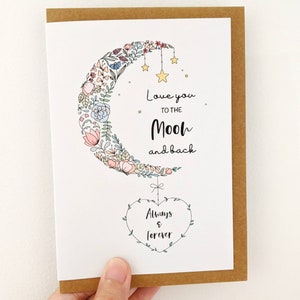 Personalised Love Card | Love You To The Moon And Back | Wedding Anniversary Card | Romantic Card for Partner | Wedding Congratulations Card
