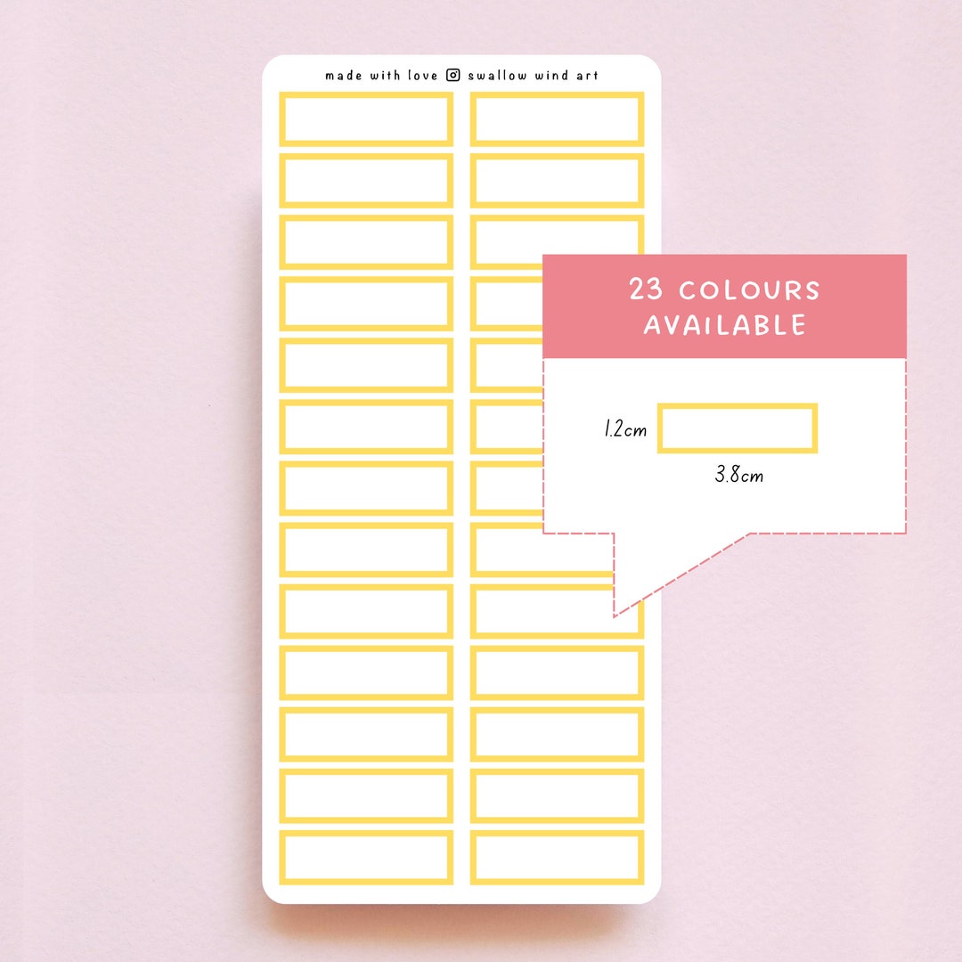 Colorful Planner Box Stickers, 23 Colors, Journaling Stickers - Etsy
