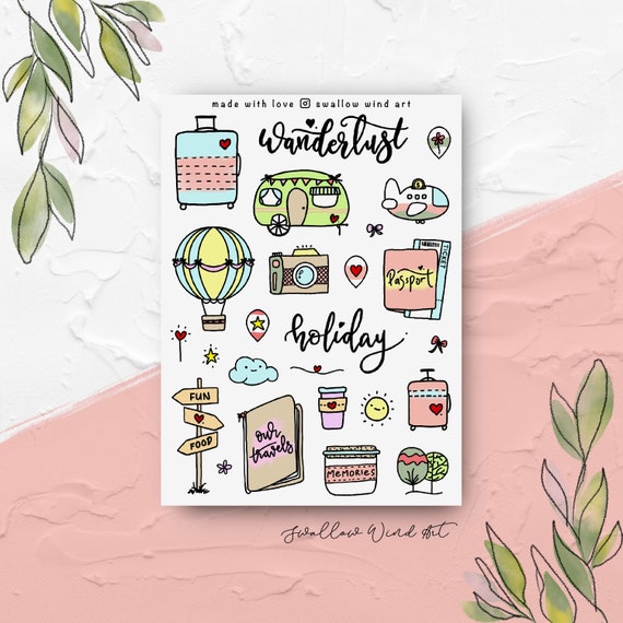 Diary Sticker Planner, Word Travel Stickers, Scrapbook Stationery